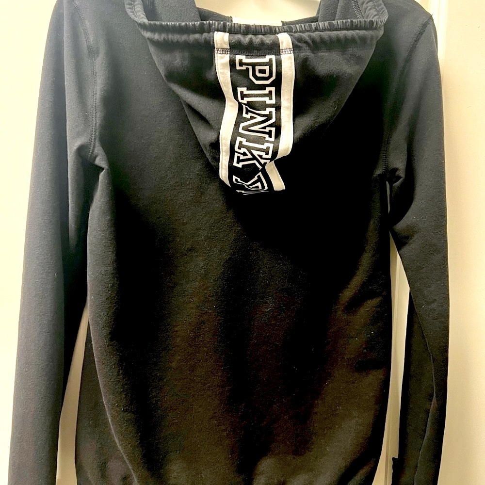 Victoria’s Secret PINK zip-up hoodie. Black size XS